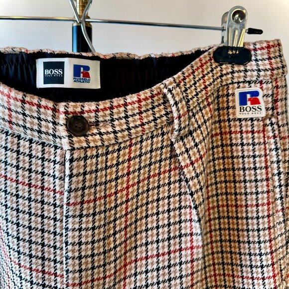 Limited Edition - BOSS Beige Russell Athletic Edition Houndstooth Trousers - Picture 4 of 5